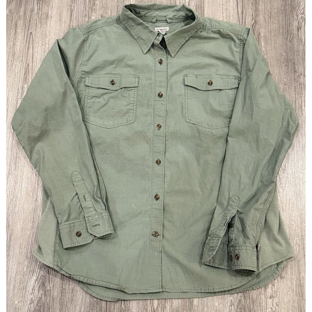 Carhartt Youth XL 16-1 Rugged Flex Bozeman Sage Green Button Up